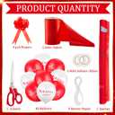 Grand Opening Ribbon Cutting Ceremony Kit Grand Opening Banner Decorations with 10'' Scissors 40 Pcs Balloons Satin Ribbon Bows and More Supplies for Business Events(Red)