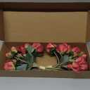 Peonies Artificial Flowers 2 Bouquets, Vintage Peonies 18pcs Silk Peonies with Stems Real Look Red Fake Peonies Flowers Artificial for Decoration for Wedding Bouquet (Red)
