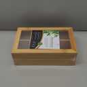 RoyalHouse Big Natural Bamboo Tea Storage Organizer with Clear Acrylic Top Window, 8 Compartments Eco-Friendly Tea Bag Holder, Multi-Functional Storage Box