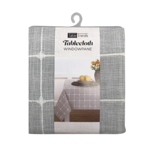 Arlee Home Fashions TableTrends Windowpane Plaid Tablecloth - Grey/White
 60"×102"