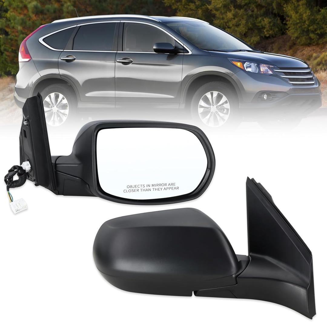 Right Passenger Side Door Mirror Compatible With 2012 2013 2014 2015 2016 Honda CRV CR-V With Manual Folding Power Glass Black Replace#76208-T0A-A11(3Pins)