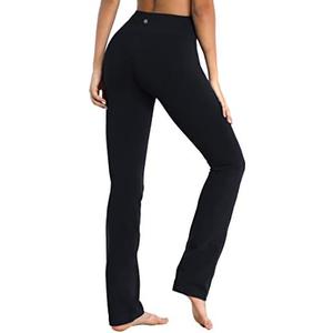 BUBBLELIME 29"/31"/33"/35"/37" Women's High Waist Straight Leg Yoga Pants Tummy Control Workout Pants with Pockets,Black , S