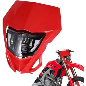 AnXin Dirt Bike Headlight LED Head Light Kit with Optical Lens Universal for CRF250R CRF450R CRF250L CRF450L Most Dirt Pit Bike Enduro Motocross Red
