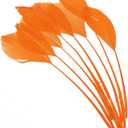 PATIKIL 6-8 Inch Goose Feathers, 100 Pack Bulk Natural Feathers for Crafts Carnival Handwork Clothing Costumes Wedding Party Style 4, Orange