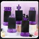 Spiareal 9 Pcs Graduation Decorations Class of 2026 Table Centerpieces Congrats Glitter Grad Honeycomb for Photo Toppers 2026 Congratulate Graduation Party Decor Favor Supplies(Purple)