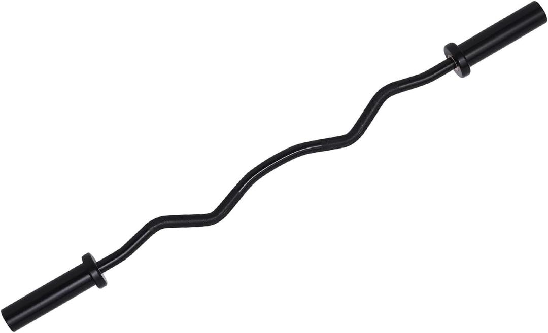 Elevon Olympic Curl Barbell Bar 48", 2-Inch Heavy-Duty Chrome Curling Bar for Biceps, Weight Lifting & Squats, 350LB Capacity, Fits 2" Weight Plates (Black)