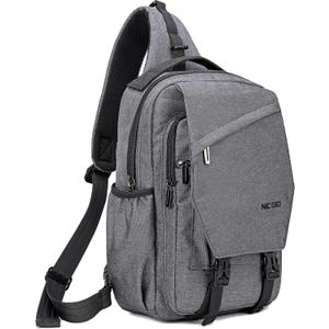 NICGID Sling Bag Backpack, 13.3'' 14.1'' Laptop Bag Crossbody Shoulder Chest Backpacks Travel Outdoors for Men Women (Grey)