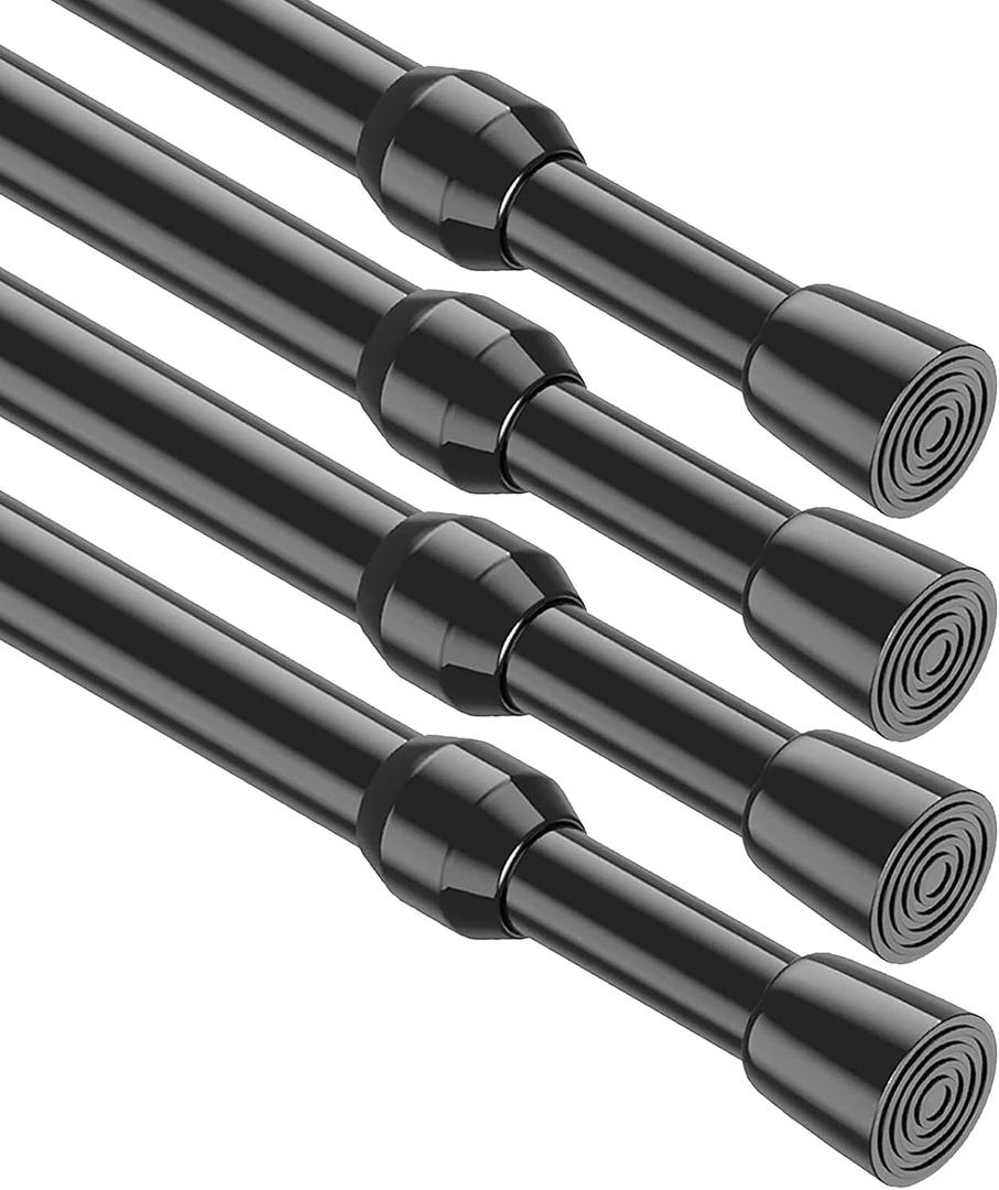 4Pcs Tension Curtain Rod 26-39 inch Spring Tension Rods Black Tension Rods Adjustable Spring Rod Extendable Tension Rod For Kitchen, Bathroom, Window, Bookshelf,Closet.