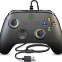 Wired X box One Controller, 9.8FT/3M Cable Game Remote for X-box Series and PC & Steam Platforms with Dual-Vibration, Turbo, Programmable, RGB LED Light and 3.5mm Jack, Firmware Upgrade Required