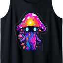 EDM Festival Trippy Art Mushroom Psychedelic Rave Tank Top (Small, Black)