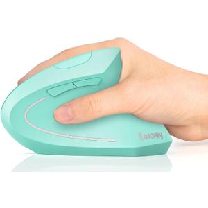Lekvey Ergonomic Mouse, Vertical Wireless Mouse Rechargeable 2.4 GHz Optical Carpal Tunnel Mouse : 800/1200 / 1600 DPI, 6 Buttons, for Laptop, PC, Mac, Computer, Desktop, Notebook etc, Green