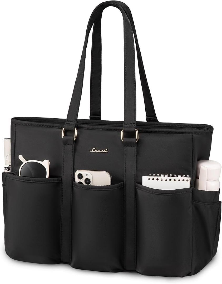 Laptop Tote Bag for Women Leather Work Bags, Large Teacher Bag Capacity With Large Cup Holder for Women, Nurse