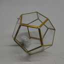 NCYP Glass Terrarium for Small Cactus, Succulents - Gold Geometric Planter Pot, Home Office Tabletop Miniature Garden Decor, 6.89 x 6.89 x 5.9 Inches, Handmade (No Plants, No Door)