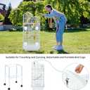 YITAHOME 62 inch Metal Bird Cage, Large Parakeet Cages for Parrot, Cockatiel, Lovebird, Pigeon with Roof Top, Rolling Stand and Hanging Accessories, White