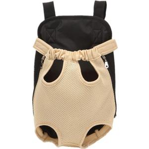 Dog Backpack Carrier, Adjustable Pet Front Carriers, Legs Out Carrying Sling Travel Bag for Small Medium Dogs 4-7 Lbs, Soft Wearable Puppy Chest Carry Backpacks for Walking/Hiking/Camping/Traveling,M, Khaki