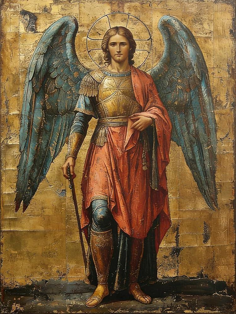 EIBEILI Archangel Michael Diamond Art Kits for Adults,Christianity Diamond Painting Kits for Adults Beginner,5D DIY Full Round Drill Diamond Dots Paintings for Home Wall Decor Gift 12X16inch
