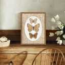 Vintage Wall Art Framed Butterfly Pictures Wall Decor, Antique Bathroom Decor, Moody Cottage Core Painting Canvas Prints, Insect Farmhouse Artwork for Bedroom Living Room 16x24 Inch