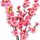 Artificial Cherry Blossom Branches, 4 Pcs 23.6 inch Faux Silk Cherry Blossom Flowers Fake Spring Cherry Blossom Floral Stems for Vase Summer Wedding Table Centerpieces Indoor Home Decor (Pink)