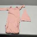 Newborn Knotted Baby Gown 0-6 Months, Super Soft Breathable Nightgowns for Babies Girl and Boy, Baby Girls Coming Home Hospital Outfit with Hat Set Pink