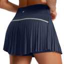 SANTINY Pleated Tennis Skirt for Women with Pockets High Waisted Athletic Golf Skorts with Shorts for Workout Pickleball (XL)