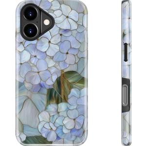 Goodon for iPhone 17 Case - Compatible with Magsafe - Dual-Layer Hard Shell & Silicone Cover - Protective Phone Case with Cute Wildflower Designs for Women - Pastel Hydrangea