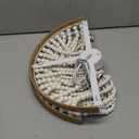 Wood Beaded Mini Chandelier Farmhouse Bohemia Semi Flush Mount Ceiling Light Rustic 3-Light Ceiling Lighting Fixtures for Bedroom Dining Nursery Room Girl Room Hallway, White, Dia 15 Inch