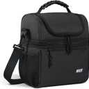 MIER 2 Compartment Lunch Bag for Men Women, Leakproof Insulated Cooler Bag for Work, Dark Grey, Medium