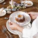 LE TAUCI 8 Inch Ceramic Salad Plates Set of 4, Modern White Appetizer Plates for Kitchen, Small Dessert Plates, Microwave & Dishwasher Safe Dinnerware Sets, Scratch Resistant - Arctic White