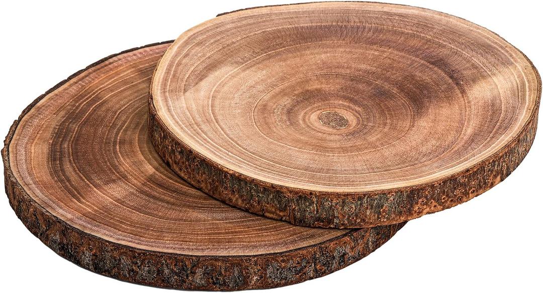 Nicunom 2 Pack Large Wood Slices for Centerpieces, 9"-10"/11"-12" Natural Wood Slabs Round Tree Slices Wooden Cheese Server, Rustic Wood Centerpieces for Wedding Table Nicunom 2 Pack Large Wood Slices for Centerpieces, 9"-10"/11"-12" Natural Wood Slabs Round Tree Slices Wooden Cheese Server, Rustic Wood Centerpieces for Wedding Table