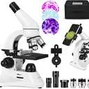 ESAKO 40-2000X Microscope for Kids Students Adults, with Mechanical Stage, Carry Bag & Slides Set Metal Body Microscope for Science Education School Laboratory