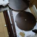 Small Round Wooden End Table - Round Solid Wood Side Table, 23.6” Modern Circle End Tables Living Room with Shelf for Couch Sofa, Walnut, 19.6 in x 19.6 in x 23.6 in