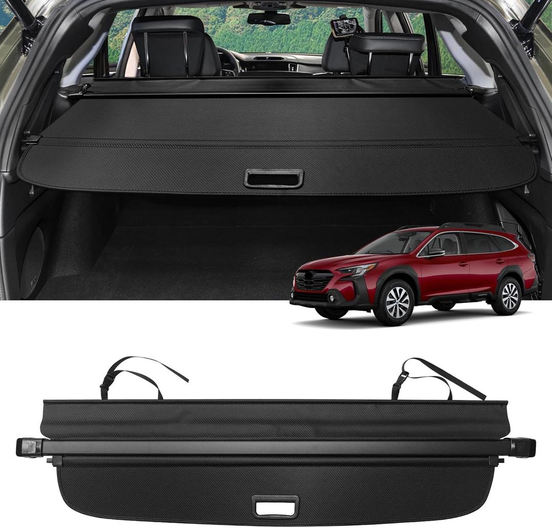 Cargo Cover for Outback 2020-2023 2024 2025 2026 Accessories No Gap Retractable Trunk Cover Security Shielding Shade Cargo Luggage Cover Trunk Privacy Protection (Carbon Fiber Texture)