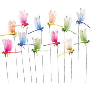 4 x 12 Pieces Dragonfly Garden Decor 3D Dragonfly Garden Stakes 4Colors Ideal for Garden Decorations and House Warmings CHOUYUHE