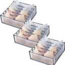 TIGARI Wardrobe Clothes Underwear Organizer Bra Organiser, Baby Clothes Organizer, Underwear Drawer Organizer for Bedroom Dorm Room (Bra 6 Grids-3Pcs)