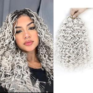 Gogo Curl Crochet Hair 10 Inch Short Curly Crochet Hair for Black Women Beach Curl Water Wave Curly Crochet Braids Hair, Deep Wave Synthetic Braiding Hair Extensions (10 inch 7 Packs White