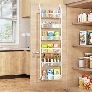 Over the Door Pantry Organizer, 6-Tier Pantry Door Organization and Storage, Over the Door Spice Rack, Home & Kitchen Storage Shelves for Cabinet, White