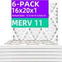 16x20x1 MERV 11 (6-Pack) Pleated Air Filter (Actual Size: 15.75x19.75x0.75") MPR 1200 & FPR 7, Furnace Air Filters
