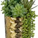 Hollyone Gold Artificial Succulents in Pots Faux Succulents Plants Fake Succulent Arrangement Potted Plants with Gold Tall Ceramic Vase for Desk Bathroom Shelf Living Room Indoor Home Decor Large