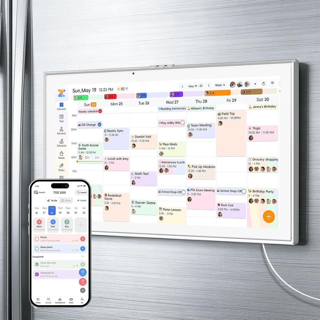 21.5 Inch Touch Screen Smart Digital Calendar, White