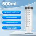 500 ml Large Syringe for Liquids, Syringe Without Needle for Thick Liquids, 3 Pack Individually Wrapped