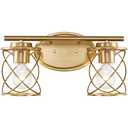 mavcadonf Bathroom Vanity Light Fixtures Over Mirror, 4 Lights Bathroom Vanity Lights, Brushed Gold Vanity Light, Modern Bathroom Lights with Cage Shade, Bathroom Wall Lamp for Mirror Kitchen Bedroom