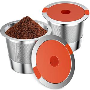 Reusable K Cups For Keurig Reusable Coffee Pods Compatible with 1.0 and 2.0 Keurig Single Cup Coffee Maker Stainless Steel K Cup,Non-BPA(2 pack)