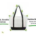 Canvas Tote Bag with Zipper and Zip Pockets Thick Canvas Durable Reusable Grocery Shopping Beach Bag Large Capacity Washable Shoulder Bag for Women Black White (Black/Natural (X-large, 20 Inches))