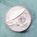 fanquare Vintage Porcelain Tea Set for Women Tea Party, Cup and Saucer Set for 6, Wedding Floral Teapot Set for Adults, Pink Rose