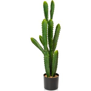 DILATATA 32.5" Tall Fake Cactus Plant Potted 'Euphorbia Accruensis' - Large Artificial Cactus for Home, Garden, Office Decor - Housewarming Gifts