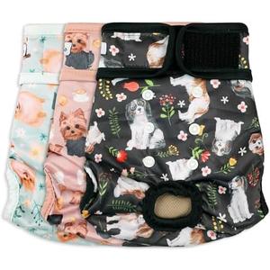 Grecle Dog Diapers Female(3 Pack) - No Leak Reusable Diapers for Doggy Female in Period - Highly Absorbent Dog Heat Panties with Adjustable Snaps Cute Dogs L Grecle Dog Diapers Female(3 Pack) - No Leak Reusable Diapers for Doggy Female in Period - Highly Absorbent Dog Heat Panties with Adjustable Snaps Cute Dogs L