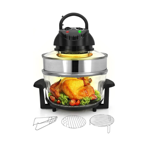Nutrichef Convection Countertop Toaster Oven - Healthy Kitchen Glass Air Fryer Roaster Oven, Bake, Grill, Steam Broil, & Roast - Includes Glass Bowl, Broil Rack, & Toasting Rack - 18 Quart