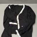 LEEDYA Women's Long Sleeve Cardigan Open Front Knit Cropped Sweaters Fall Color Block Button Down V Neck Lightweight Tops, Size L