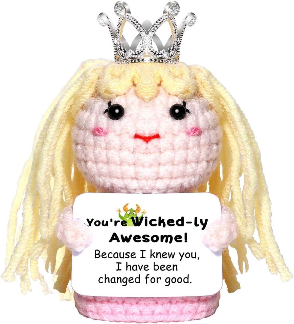 AICase Wicked Merch Glinda Dolls for Mom Stuffers Wicked Witch of The West Crochet Funny Positive Gifts Emotional Support Nuggets Handmade Cheer Gifts for Women/MoM Men Birthday,Pink