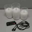 Rechargeable Flameless Glass Pillar Candles–Easter Flameless Candles Decorations,–Set of 3, Realistic Flickering LED Light,Remote & Timer, Ideal for Living Room, Bedroom & Easter Décor